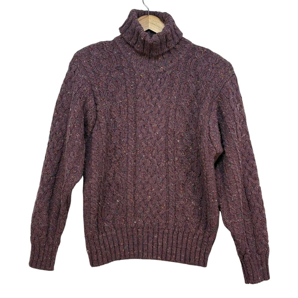 Vintage Liz Sport Turtleneck Sweater Cable Knit Burgundy Rainbow Speckled Size M